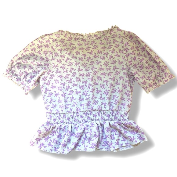 Mi Ami Francesca's - Women's Purple/White‎ Floral Top (M) EUC - Picture 2 of 9